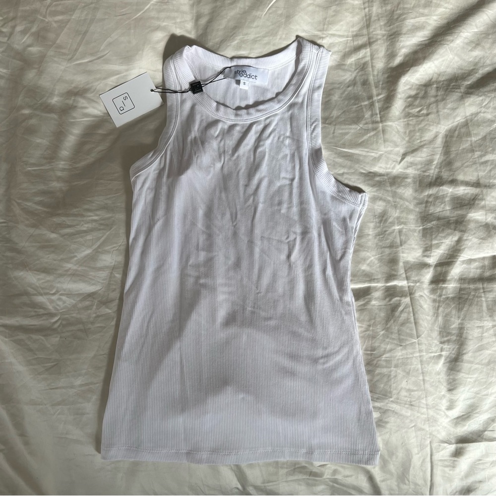 Style Addict Ribbed White Tank Basic